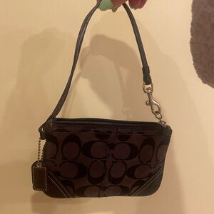 Coach brown wristlet mini purse